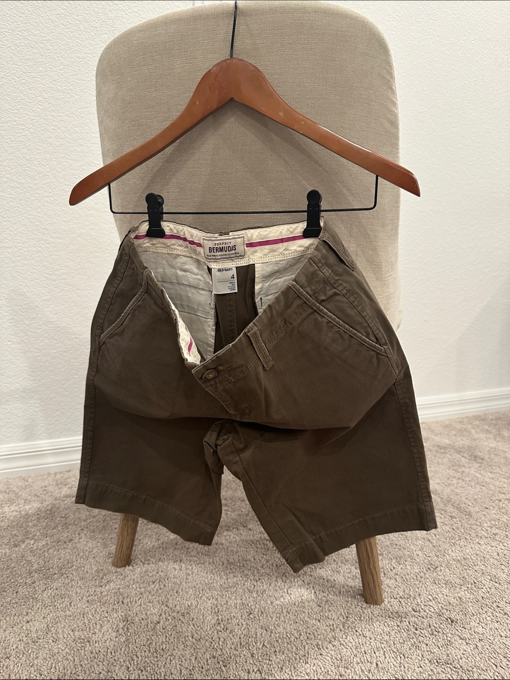 Old Navy Olive Brown Flat-Front Shorts